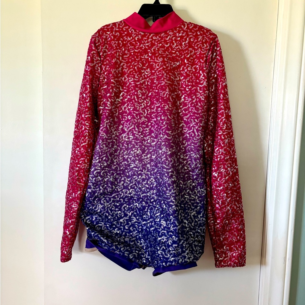 Weissman Girls Gradient Sequin Dance Costume Top in Pink and Purple